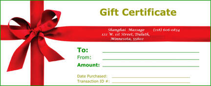 Picture of Gift Certificate at Shanghai Massage Spa 218-606-0834